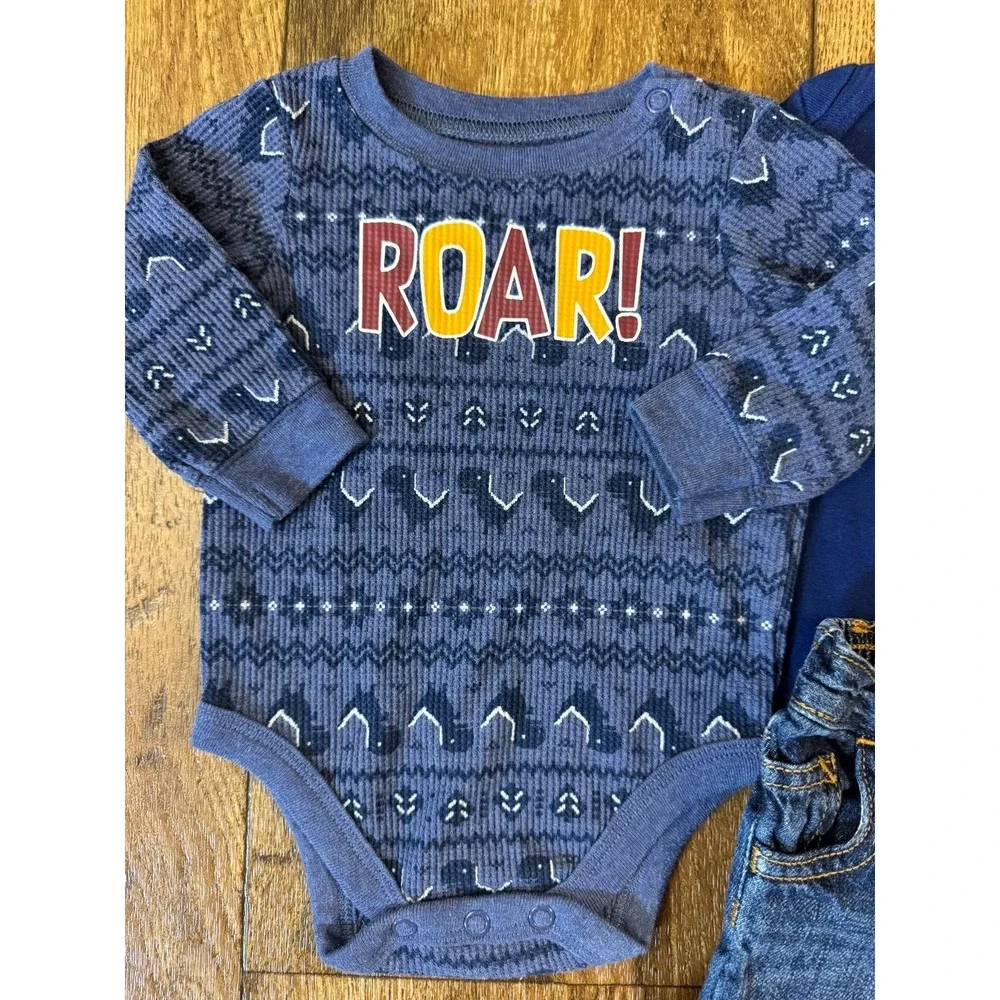 Baby Boy 0/3 Months Outfits Pants Long Sleeve Shirts Bodysuit Clothes Lot‎ Roar